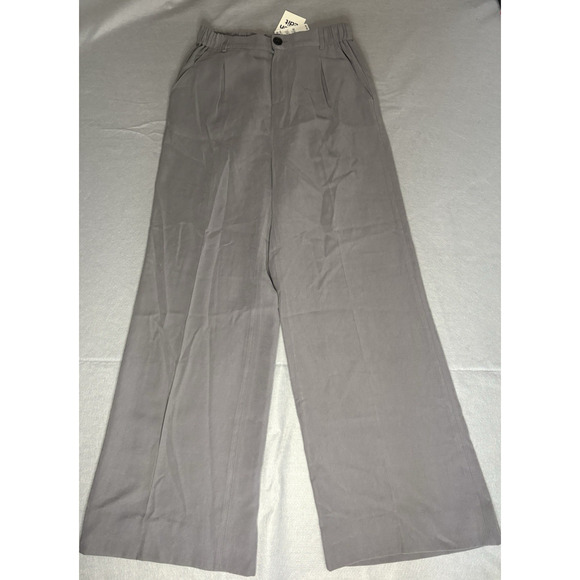 OPEN EDIT Grey Charcoal Wide Leg Trousers Nordstrom Size XSmall High Rise Button - Picture 1 of 7